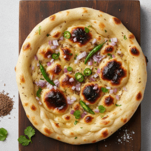Kashmiri Naan (White bread  stuffed with lightly spiced onion)